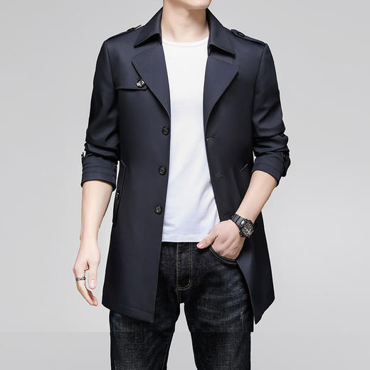 【新款DXS】大依优型中长款风衣翻领经典加肥加大码上衣外套商务休闲男士春秋 商品图6