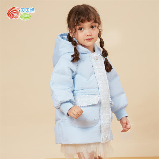 贝贝怡童装女童中长款小香风甜美羽绒女宝宝冬季防风防寒保暖外套234S3218
 商品图6