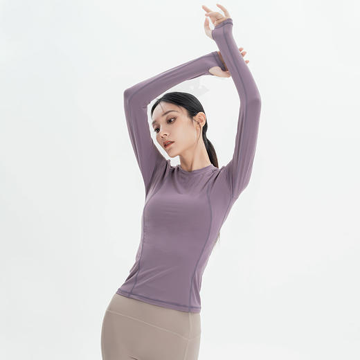 [随单洗护袋] 【裸感奶茶衣】带胸垫-不带胸垫都有-秋冬紧身上衣女紧身瑜伽服长袖t恤 商品图4