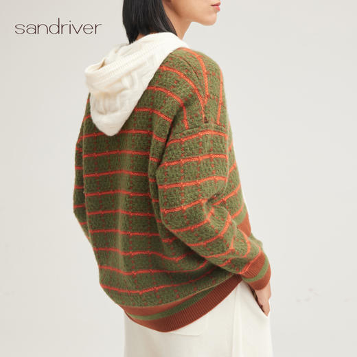 羊绒桑蚕丝撞色针织宽松女开衫SJF95W493K 商品图6