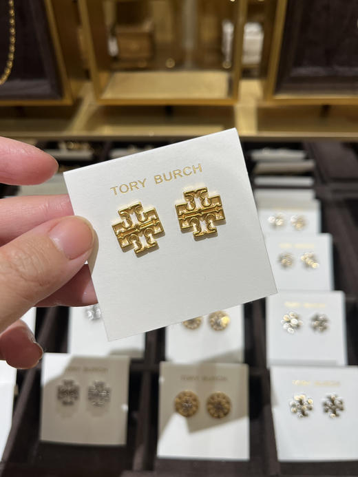 好折！Tory Burch TB镂空双T图案耳钉耳环 商品图1