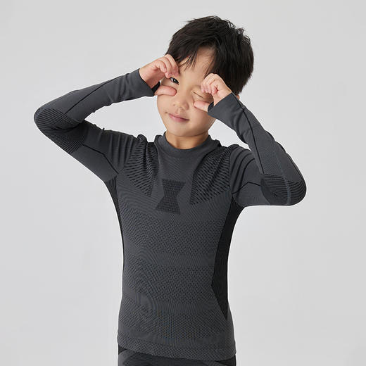 Leorrey乐拉男女童儿童健身衣运动跑步服秋冬训练滑雪打底保暖套装 商品图2