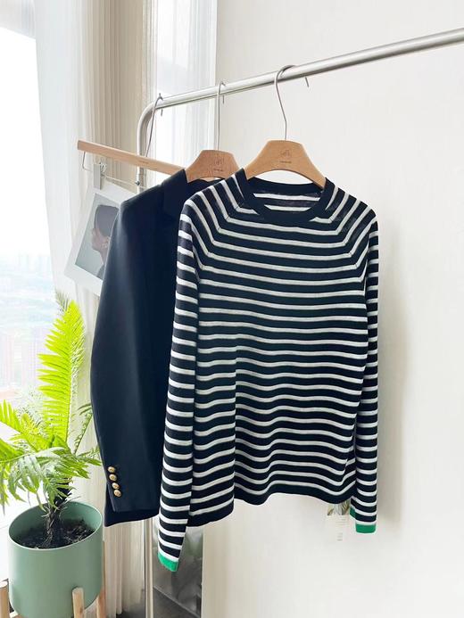 [必入单品] 噢蜜ooomeooo真丝羊毛条纹长袖针织衫 商品图2