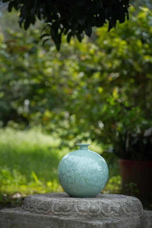 小牡丹石榴瓶  谈志坚制 商品图4