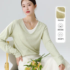 「四色可选」YX假两件打底衫 女V领韩系风套头T恤宽松针织衫长袖打底上衣