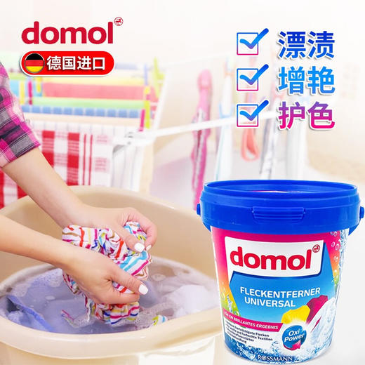 德国进口Domol彩色衣物去污亮白粉彩漂洗衣粉750g/桶 商品图3