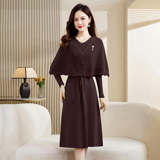 HR WX315-19气质时尚优雅修身显瘦高腰字连衣裙套装 商品图3