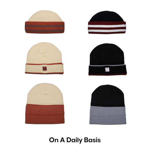 OADB/A14488A002/三种戴法条纹针织帽 商品图0