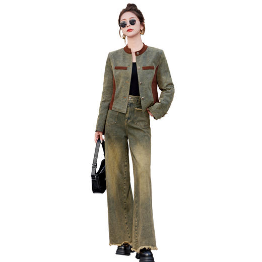 秋季新款，复古牛仔加厚夹棉套装HR-HJY2387-1 商品图5