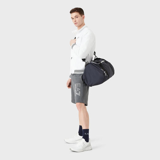 EMPORIO ARMANI EA7 阿玛尼 男士棉质字母徽标印花休闲短裤 灰色 3LPS72 PJ07Z 1977 商品图3