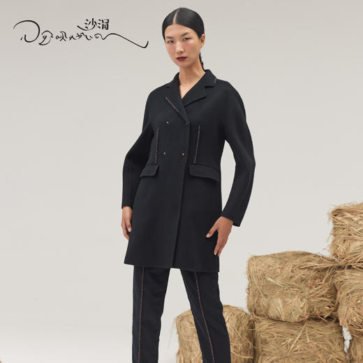 羊绒双排扣中长款大衣SJF95W274W 商品图2