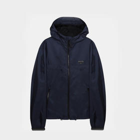 PRADA 普拉达 男士 Re-Nylon 再生尼龙珐琅金属三角徽标束腰连帽夹克外套 藏蓝色 SGB460 1WQ9 F0QR8