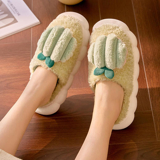 「四色可选！软乎乎」新款棉拖鞋踩屎感幸福绒大白底家居女士毛毛拖鞋 商品图2
