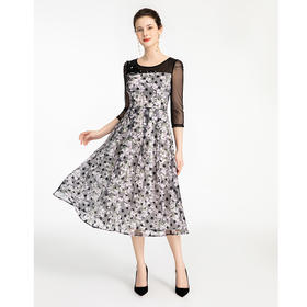 司歌复古优雅蕾丝中袖连衣裙A881286