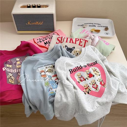 【高品质毛圈面料，舒适柔软透气性好！】儿童卡通卫衣2023新款秋款韩版印花女童圆领毛圈洋气上衣lm 商品图3