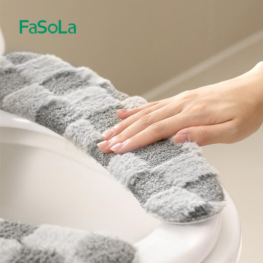 FaSoLa马桶垫家用加厚加绒冬季通用坐便器套粘贴式可水洗马桶坐垫 商品图1