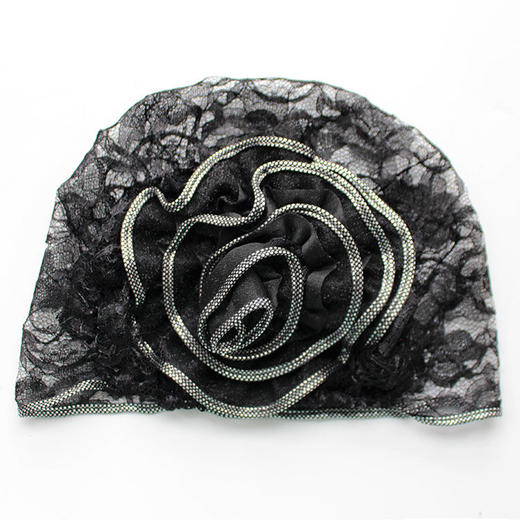 DD-新款复古镂空蕾丝头巾帽洋气大花朵包头帽遮白发薄头套女帽子 商品图9