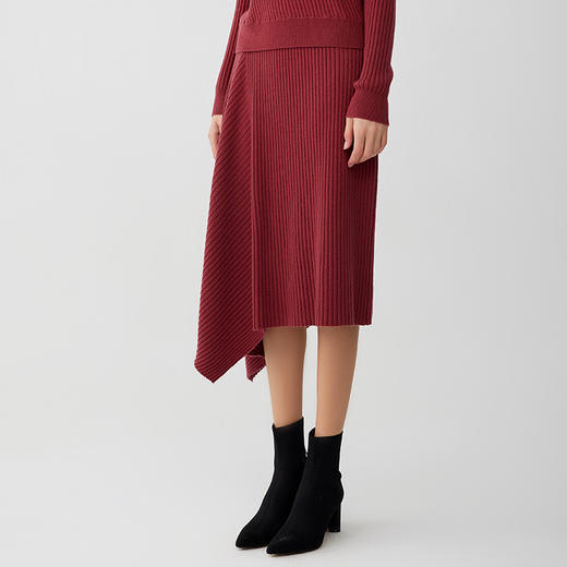 【纯羊绒针织套装】羊绒世家23年秋冬新品女士100%山羊绒不对称抽条毛衣 商品图5