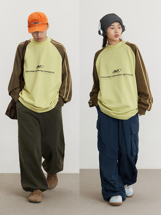 CryingCenter 复古拼接运动休闲套头高领卫衣 哭喊中心 商品图0