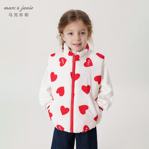 【三防】马克珍妮冬装新款 男女童趣味印花立领加绒棉马甲231185 商品图0