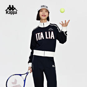 卡帕（Kappa）复古针织开衫2023新款女短款收腰运动卫衣休闲撞色外套K0D82WK01