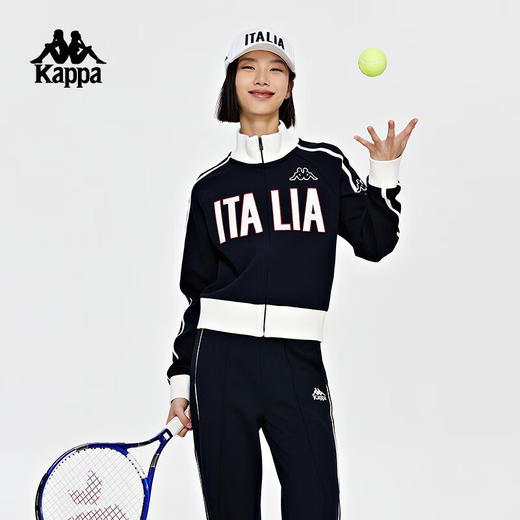 卡帕（Kappa）复古针织开衫2023新款女短款收腰运动卫衣休闲撞色外套K0D82WK01 商品图0