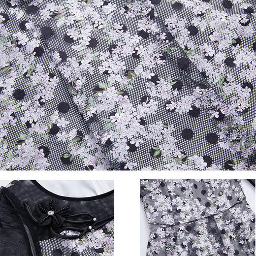 司歌复古优雅蕾丝中袖连衣裙A881286 商品图1