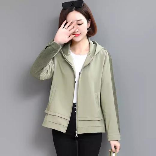 A556卫衣女宽松韩版2023春秋薄款带帽纯棉上衣百搭夹克开衫女士短外套 商品图2