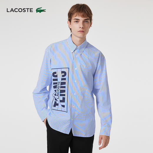 【海南专供价】Lacoste法国鳄鱼男女同款新款时尚条纹宽松长袖衬衫CH6378-98 商品图2