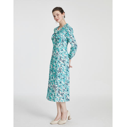 司歌端庄V领气质长袖连衣裙A881229 商品图4