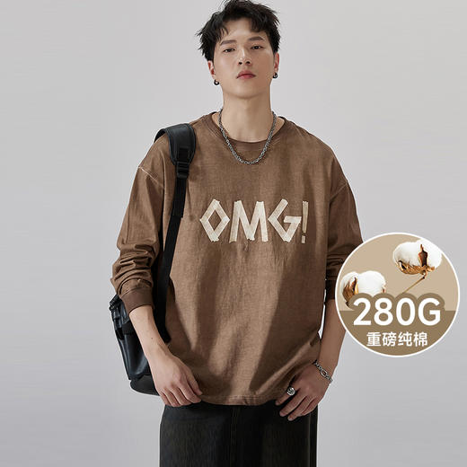 100%棉【新款DQ】大依优型长袖T恤重磅棉男宽松个性上衣胖子加肥加大肥佬潮款纯棉 商品图0