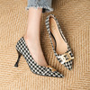 品质好货| Safiya索菲娅2023新款气质尖头格纹浅口单鞋 SF31115736 商品缩略图2
