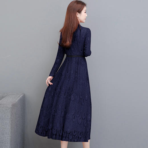 QYM 231381-Y时尚气质孔雀羽毛花长款连衣裙 商品图3