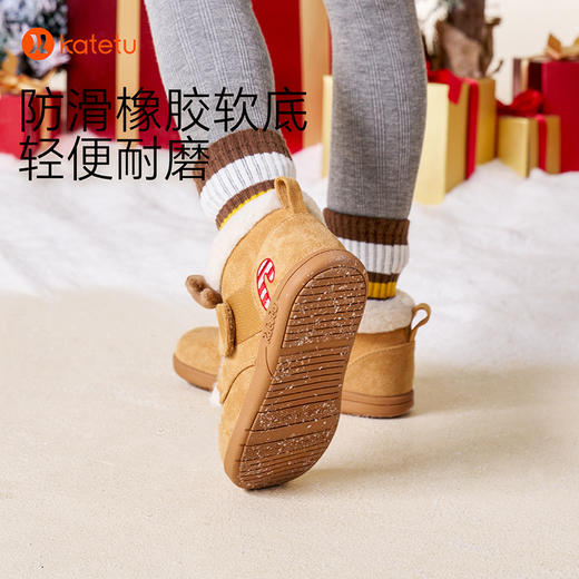 卡特兔儿童棉鞋女童毛毛鞋2024秋冬加绒保暖皮毛一体宝宝雪地靴 商品图3