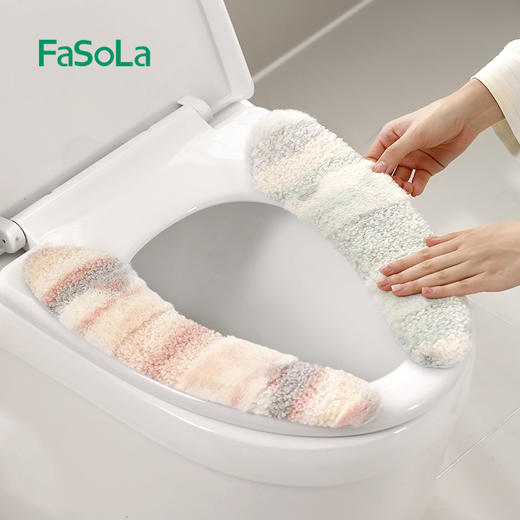 FaSoLa马桶垫坐垫家用加厚毛绒四季通用可水洗马桶圈坐便垫粘贴式 商品图7