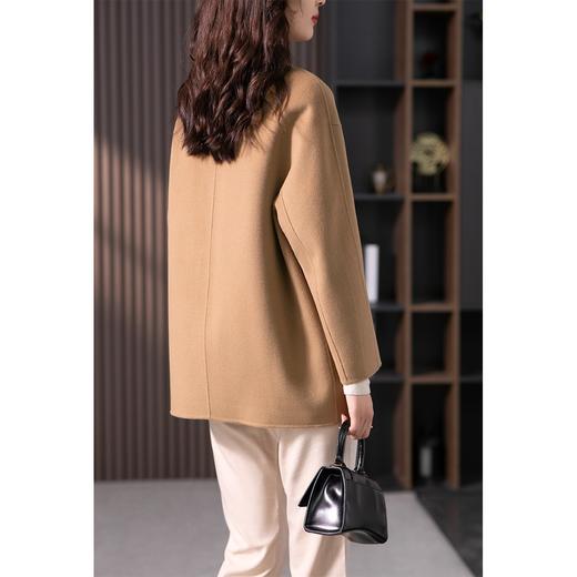 【现货7天】高端牛角扣双面羊绒大衣女短款2023秋冬新款宽松国风毛呢外套 商品图1