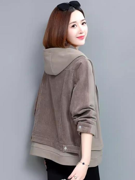 A556卫衣女宽松韩版2023春秋薄款带帽纯棉上衣百搭夹克开衫女士短外套 商品图3