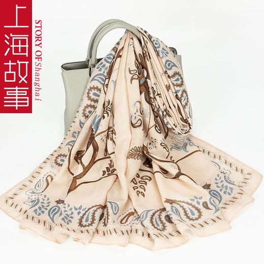 DD-上海故事棉麻围巾女秋冬季新款披肩外搭丝巾两用送妈妈长辈礼物 商品图0