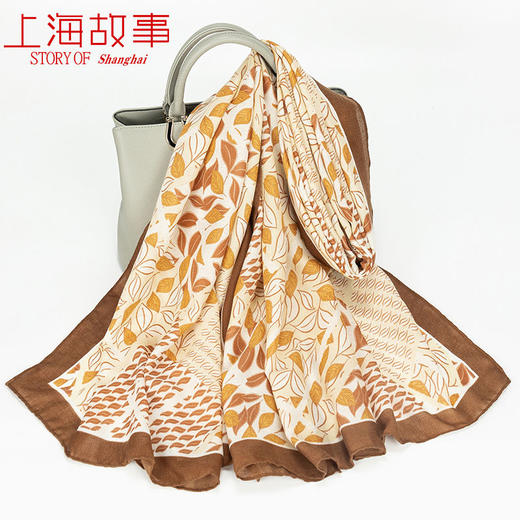 DD-上海故事棉麻围巾女秋冬季新款披肩外搭丝巾两用送妈妈长辈礼物 商品图2