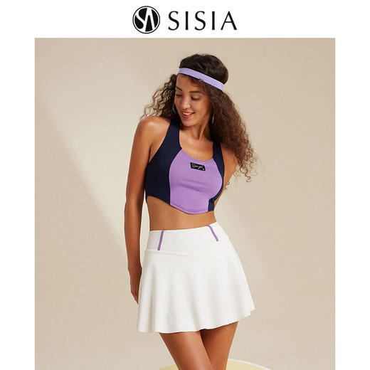 sisia2023新款泳衣女保守复古运动风显瘦温泉裙式分体泳衣高级感 商品图1