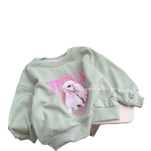 【高品质毛圈面料，舒适柔软透气性好！】儿童卡通卫衣2023新款秋款韩版印花女童圆领毛圈洋气上衣lm 商品图4