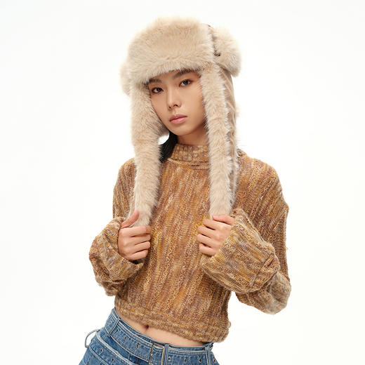 张婧仪同款lost in echo设计师品牌毛绒长耳雷锋帽子冬季可爱保暖 商品图0