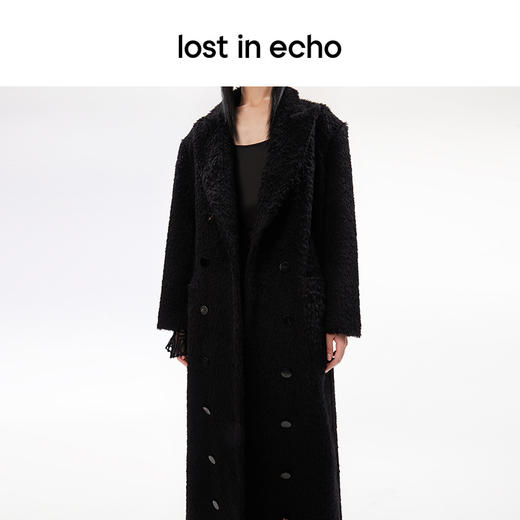 [捡漏价]lost in echo设计师品牌宽肩廓形翻领直筒长款羊驼毛西装大衣黑色 商品图2