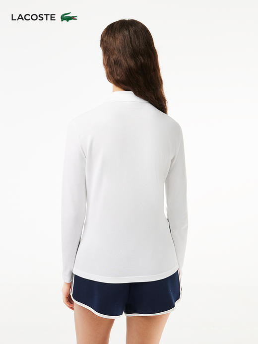 【海南专供价】Lacoste法国鳄鱼女装休闲风黑色百搭修身长袖翻领POLO衫PF5464-98 商品图2