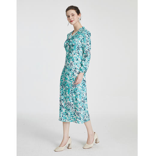 司歌端庄V领气质长袖连衣裙A881229 商品图2