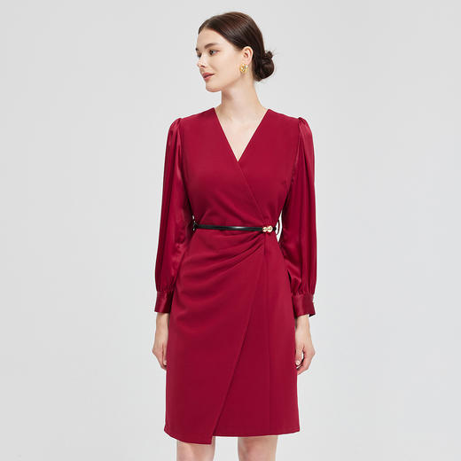 NG837斯尔丽2023秋季新款法式浪漫收褶显瘦连衣裙 商品图2