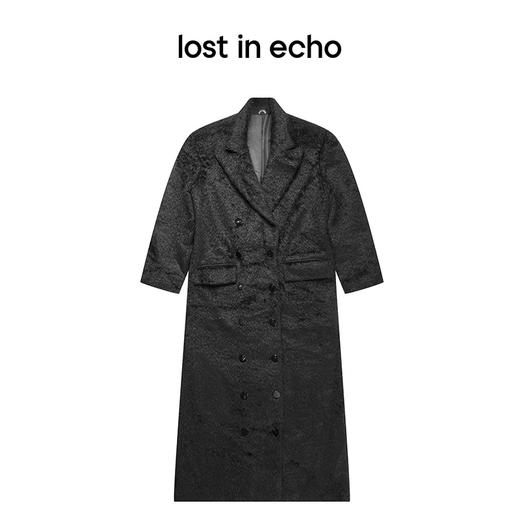 [捡漏价]lost in echo设计师品牌宽肩廓形翻领直筒长款羊驼毛西装大衣黑色 商品图4