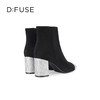 D:fuse迪芙斯冬季新款气质烫钻拼色细跟短靴女靴DF34116107 商品缩略图7
