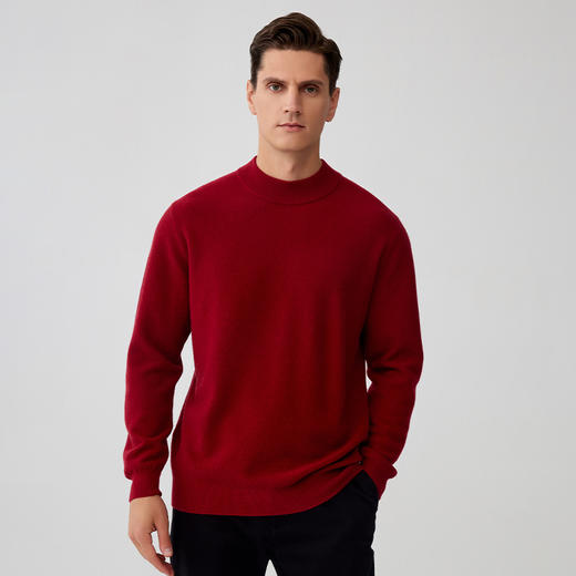 【男士半高领羊绒衫】羊绒世家秋冬新品23年秋冬新品男士100%山羊绒纯色内搭保暖毛衣 商品图1