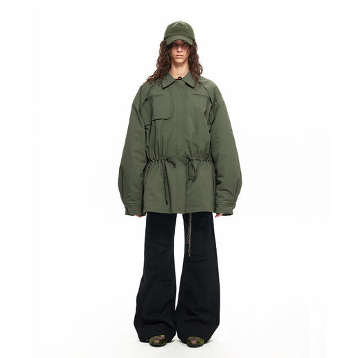 NUTH“雨伞”｜百搭通勤军绿色大廓形设计感棉服宽松夹棉厚外套女 商品图3